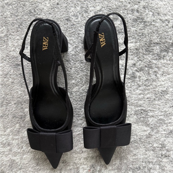 NWOT - Zara Slingback Heels with Bow - Picture 7 of 9